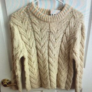 Zara Cable Knit Beige Turtleneck Sweater
